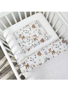   Deluxe Baby 2 részes babaágynemű garnitúra - takaró + párna - Szürke - őzike és mosómedve