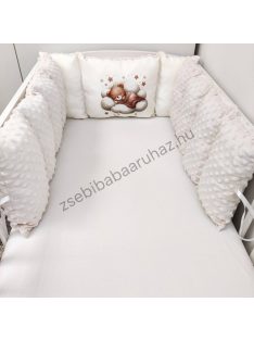   Deluxe Baby Extra párnás rácsvédő - Dreamland Collection - mogyoró alvó maci