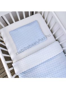   2 részes Minky babaágynemű garnitúra - takaró + párna - világoskék - fehér