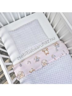   Babaágynemű - 3 részes - szürke - rózsaszín álomfogó macik