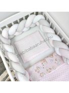 Deluxe Baby babaágynemű garnitúra babafészekkel - 5 részes - világos rózsaszín - rózsaszín bébi erdei állatok