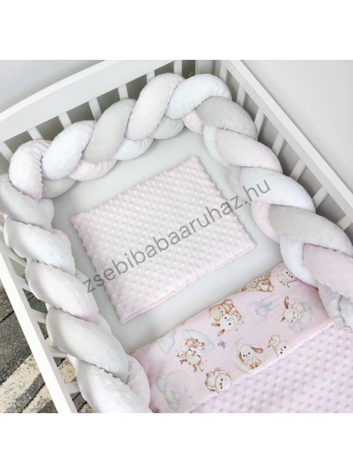 Deluxe Baby babaágynemű garnitúra babafészekkel - 5 részes - világos rózsaszín - rózsaszín bébi erdei állatok