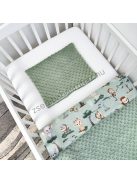 Deluxe Baby babaágynemű garnitúra hengerpárnás rácsvédővel - sötét zsályazöld - szafari kölykök