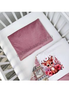   Deluxe Baby 2 részes babaágynemű garnitúra - takaró + párna - mályva - őzike virágok között
