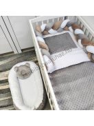 Deluxe Baby Minky babaágynemű garnitúra babafészekkel - 5 részes - grafit - fehér - cappuccino