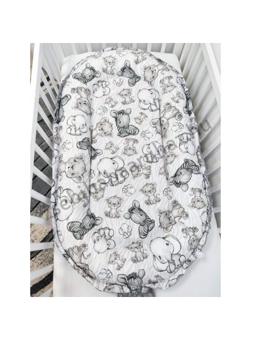 Deluxe Baby babaágynemű garnitúra babafészekkel - 5 részes - grafitszürke - bébi szafari I.