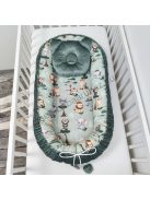 Deluxe Baby többfunkciós babafészek macipárnával - zöld bársony - szafari kölykök