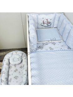   Babaágynemű - 5 részes Extra - világoskék - felhőn alvó macikák