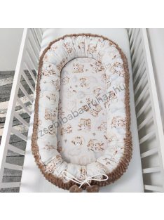   Deluxe Baby többfunkciós babafészek - Minky cappuccino - bébi erdei állatok