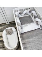 Deluxe Baby Minky babaágynemű garnitúra babafészekkel - 5 részes - grafit - fehér - szürke