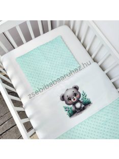 Babaágynemű - 3 részes - menta - maci a tisztáson