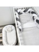 Deluxe Baby Minky babaágynemű garnitúra babafészekkel - 5 részes - szürke - fehér - sötét grafit