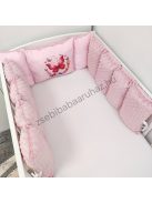 Deluxe Baby Minky babaágynemű garnitúra babafészekkel, Extra párnás rácsvédővel - Dreamland Collection - mályvarózsa - rózsaszín pillangók