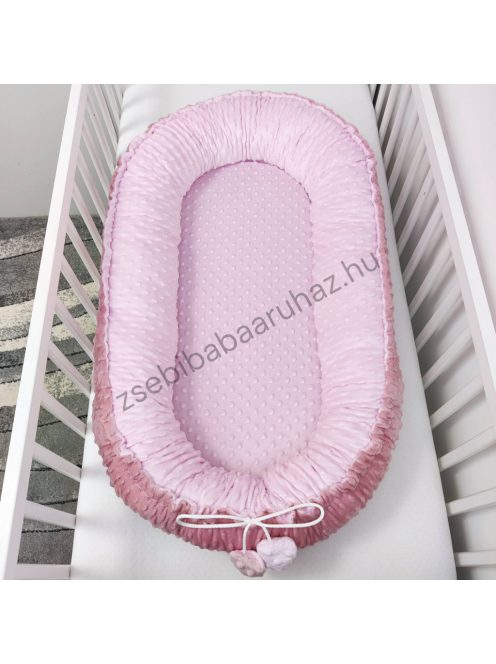 Deluxe Baby Minky babaágynemű garnitúra babafészekkel, Extra párnás rácsvédővel - Dreamland Collection - mályvarózsa - rózsaszín pillangók