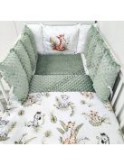 Deluxe Baby babaágynemű garnitúra Extra párnás rácsvédővel - Dreamland Collection - sötét zsályazöld - szavanna