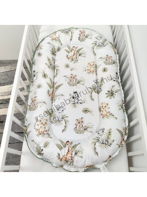 Deluxe Baby babaágynemű garnitúra Extra párnás rácsvédővel - Dreamland Collection - sötét zsályazöld - szavanna