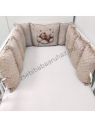 Deluxe Baby babaágynemű garnitúra Extra párnás rácsvédővel - Dreamland Collection - cappuccino alvó maci