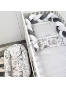 Deluxe Baby babaágynemű garnitúra babafészekkel - 5 részes - Szürke - bébi szafari