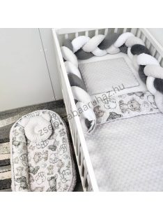   Deluxe Baby babaágynemű garnitúra babafészekkel - 5 részes - Szürke - bébi szafari