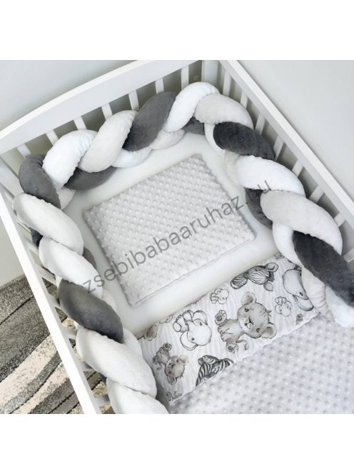 Deluxe Baby babaágynemű garnitúra babafészekkel - 5 részes - Szürke - bébi szafari