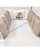Deluxe Baby babaágynemű garnitúra Extra párnás rácsvédővel - Dreamland Collection - cappuccino - bébi szafari - tigris
