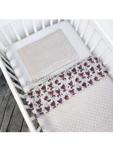    Deluxe Baby 3 részes babaágynemű garnitúra - takaró + párna + fonott rácsvédő - Minky mogyoró - barna őzikék