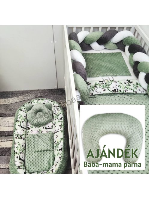 My Happy Baby babaágynemű garnitúra AJÁNDÉK baba-mama párnával – Panda banda