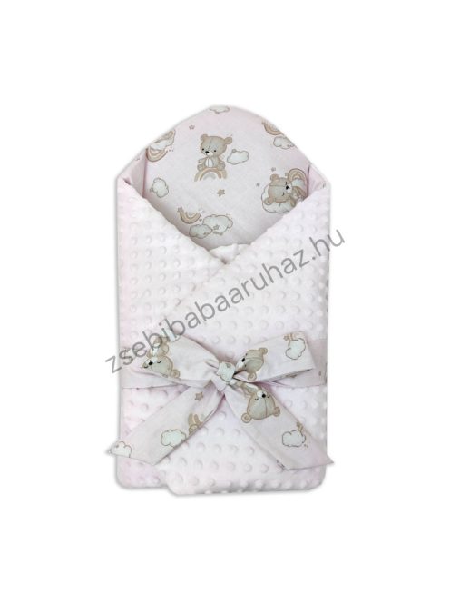 Deluxe Baby babapólya kókuszbetéttel - világos rózsaszín - felhőn alvó macikák