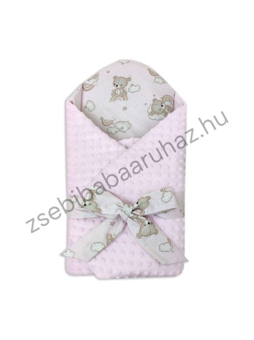 Deluxe Baby babapólya kókuszbetéttel - rózsaszín - felhőn alvó macikák