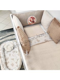   Deluxe Baby 9 részes babaágynemű garnitúra - mogyoró - felhőn alvó macikák