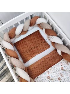   Deluxe Baby 3 részes babaágynemű garnitúra - takaró + párna + fonott rácsvédő - terrakotta - oroszlánok