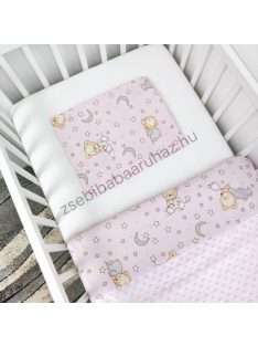   Deluxe Baby 2 részes babaágynemű garnitúra - takaró + párna - világos rózsaszín - cuki macik