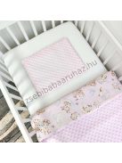 Babaágynemű felhőpárnás rácsvédővel - fehér - szürke - rózsaszín - bébi erdei állatok