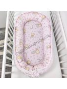 Deluxe Baby többfunkciós babafészek - Minky világos rózsaszín - cuki macik