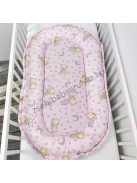 Deluxe Baby többfunkciós babafészek - Minky világos rózsaszín - cuki macik