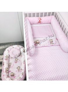   Babaágynemű - 5 részes Hengerpárnás - rózsaszín bébi zsiráf