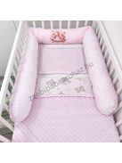 Deluxe Baby babaágynemű garnitúra hengerpárnás rácsvédővel - rózsaszín alvó maci