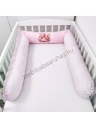 Deluxe Baby babaágynemű garnitúra hengerpárnás rácsvédővel - rózsaszín alvó maci