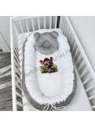Deluxe Baby babaágynemű garnitúra babafészekkel - 5 részes - grafitszürke - bébi zebra I.