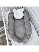 Deluxe Baby babaágynemű garnitúra babafészekkel - 5 részes - grafitszürke - bébi zebra I.