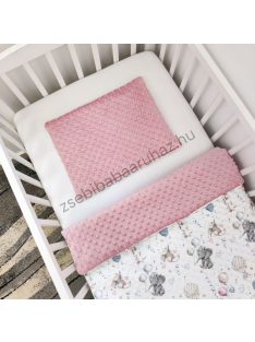   2 részes Minky babaágynemű garnitúra - takaró + párna - mályvarózsa - elefántok léggömbökkel