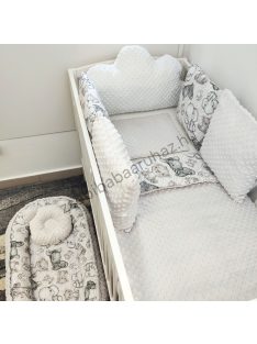   Deluxe Baby "Cloud" 10 részes babaágynemű garnitúra - fehér - szürke - bébi szafari