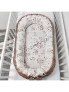 Deluxe Baby többfunkciós babafészek macipárnával - Minky cappuccino - bébi erdei állatok
