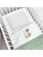 Deluxe Baby 2 részes babaágynemű garnitúra - takaró + párna - sötét zsályazöld - nyuszika és macika
