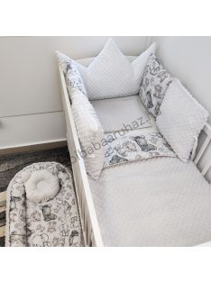   Deluxe Baby "Crown" 10 részes babaágynemű garnitúra - fehér - szürke - bébi szafari