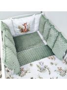 Deluxe Baby babaágynemű garnitúra Extra párnás rácsvédővel - Dreamland Collection - sötét zsályazöld - szavanna