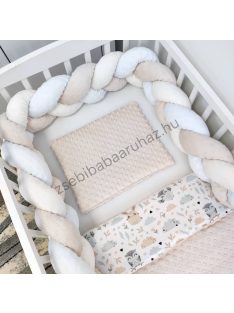   Deluxe Baby babaágynemű garnitúra babafészekkel - 5 részes - mogyoró - nyuszi és bagoly III.