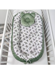   Deluxe Baby többfunkciós babafészek macipárnával - Minky sötét zsályazöld - koalák