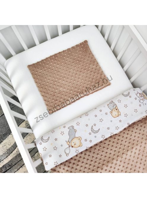 Deluxe Baby 2 részes babaágynemű garnitúra - takaró + párna - cappuccino - cuki macik