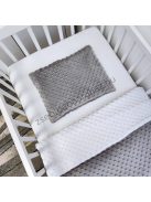 Deluxe Baby 3 részes Minky babaágynemű garnitúra - takaró + párna + fonott rácsvédő - grafit - fehér - menta